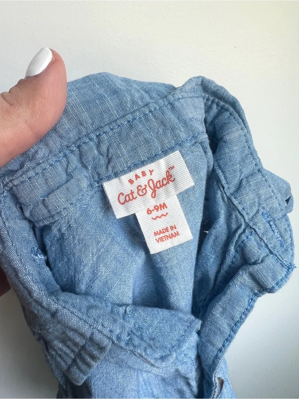 Cat & Jack Baby Chambray Button Front Collared Romper 6–9M